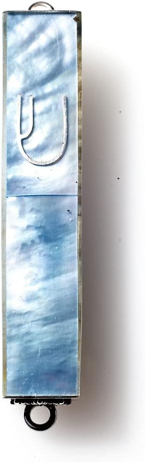 (D) Judaica Sterling Silver Mezuzah Case 3 Inch (White Mother of Pearl)