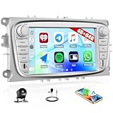 SIXWIN 4+64G Android 15 Autoradio für Ford Focus II Galaxy II Mondeo 9 S-Max C-Max mit Carplay/Android Auto,7'' Touchscreen mit WiFi GPS Bluetooth 5.0 FM RDS 32EQ USB Typ-C+Rückfahrkamera(Silber)