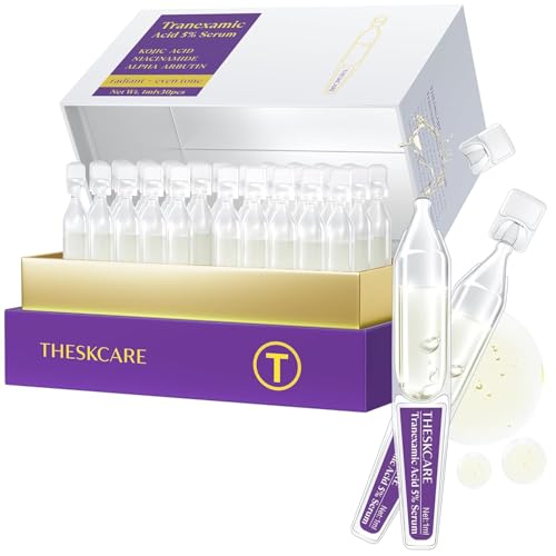 5% Tranexamic Acid Serum Ampoule for Face with Niacinamide,Kojic Acid & Alpha Arbutin,Skin Glowing Serum for Dark Spots,Even Out Skin Tone,30 Ampoules