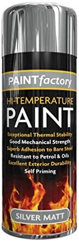 RnT High Temperature Heat Resistant Matt Spray Silver Paint BBQ Metal, Wood, Plastic, Ceramic Aerosol Stove Exhaust 300 ml (1)