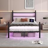 CLIBFENG Full Size Bed Frame with Headboard and...