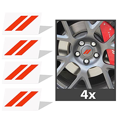 Image of IPG Compatible for Dodge Charger Challenger Durango Wheel Center Cap Decal Sticker Wrap Kit Personalize Your Vehicle (Inner Logo, Orange)