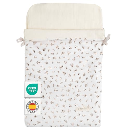 MIMUSELINA Nid d'ange Bebe Quatre Saisons | Couverture Bebe Hiver et Été | Convertible avec Garnissage Amovible | 100% Coton | Idéal pour Nacelle, Couffin et...