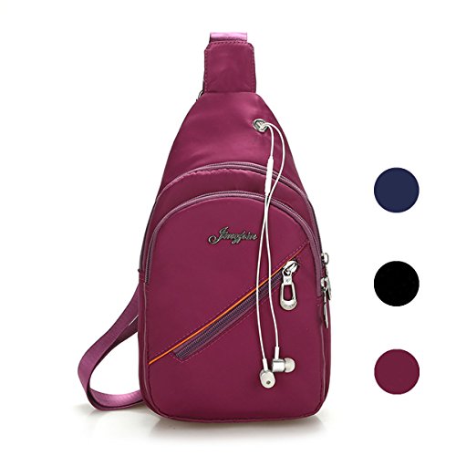 Mochila bandolera impermeable informal con puerto de auriculares  para senderismo  ciclismo