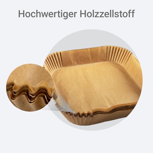 100 Pcs Papel Freidora Aire, Papel Air Fryer Cuadrado 20x20 cm, Accesorios Freidora de Aire, Air Fryer Paper, Papel para Hornear para Freidora de Aire Caliente Microondas (100) - imagen 3