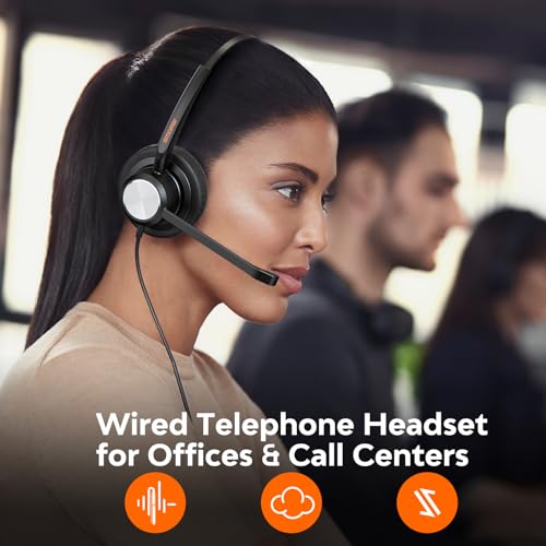 Auriculares para teléfono IP contra el ruido de oficina compatibles con Polycom y Mitel 2