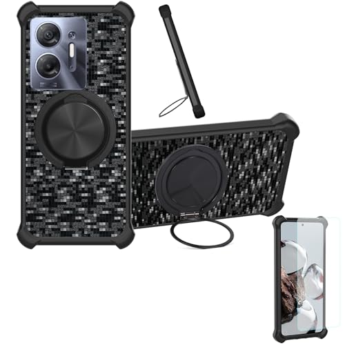 �Ή� Infinix Note 40x 5g �P�[�X Phone Case [1�� 9H+�d�x���� �K���X�t�B����][360°��]���X�^���h�A�}�O�l�b�g��]CX-11-HEI