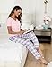 Litherday Schlafanzug Damen Baumwolle Pyjamas Set Kurzarm Nachtwäsche Set Zweiteiliger mit Lang Pyjamahose und Shirt Casual Elastischer Bund Sleepwear