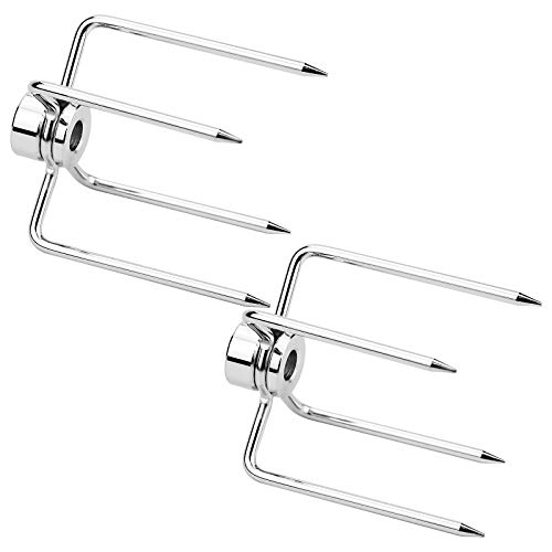 Kupink 2 pcs Fourchette Tourne Broche Fourchette à Barbecue pour Rôtissoire à Gril Outil pour Barbecue Cover