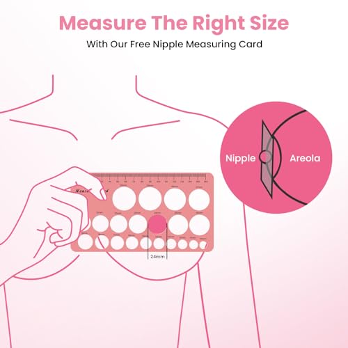 ZÜCÜBéBé Flange Inserts 13/15/17/19/21mm(10PCS) & Nipple Ruler & Cleaning Brush, 3 in 1 Flange Sizing Kit, Silicone Flange Insert Kit for 24mm Most Pumps, Breast Pump Replacement Accessories