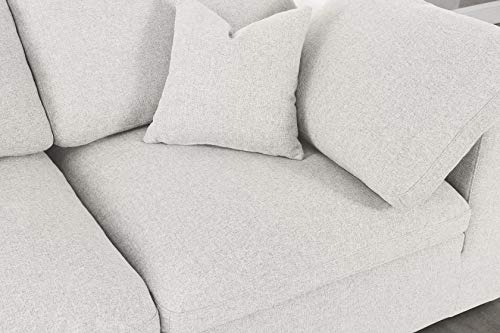 Meridian Furniture Serene Collection Modern | Contemporary Deluxe Cloud-Like Comfort Modular Sectional, Soft Linen Textured Fabric, Down Cushions, 3 Corner + 3 Armless + 1 Ottoman, Cream #TOP7