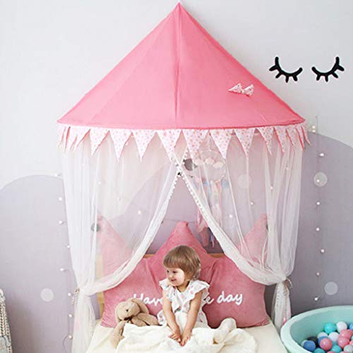 Princess Bed Canopy For Children, Toddler Bed Mosquito Net Crib Gauze Curtain Tent Half-Round Dome Reading Corner Tent Room Decor, Red #TOP1