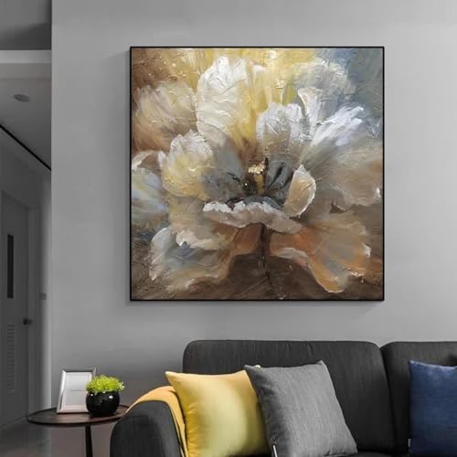 Toile d'art de fleur de pivoine LSYALUCK encadrée 30x30cm pour salon