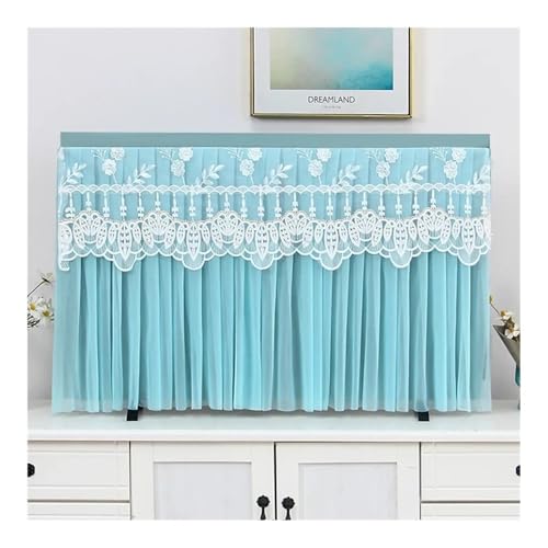 VONCYKI Abnehmbare TV-Abdeckung, Staubschutz, Spitzenstickerei, zum Aufhängen, TV-Schrank, TV-Schutzhülle, Staubschutz (Stil 04, Blau, 150 x Höhe 90 cm)