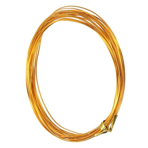 Image of uxcell 1 Rolls 24 Gauge Flat Aluminum Wire, 16.40 ft Soft Craft Wire for Flower Bonsai Crafts Carving DIY Bezel Sculpting Gem Metal Wrap, Gold Tone