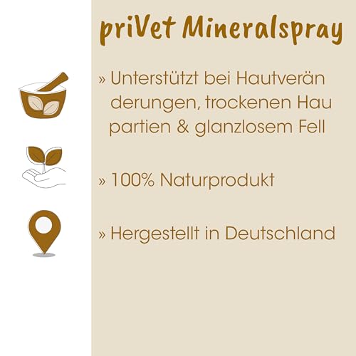 cdVet Naturprodukte privet Mineralspray 500 ml - Ziege, Schwein, Rind - Pflegemittel - juckende + schuppige + trockene Haut - glanzlosem Fell - Parasitenbefall - pflegt + beruhigt die Haut - Glanz -