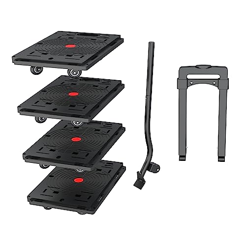 Muibe Flat Dolly,Black Furniture Dolly,Portable Flat Dolly with Wheels,16 * 12 inch Dollies with Wheels Heavy Duty,Silent Furniture Dollies,Polypropylene Floor Dolly，Dolly 500 Lbs Capacity(4 Pack)