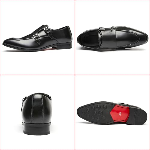 Men's Genuine Leather Double Monk Strap Dress Oxford Shoes Fashion Classic Cap Toe Low Top Slip On Loafers Casual Business Office Wedding Formal Shoes4