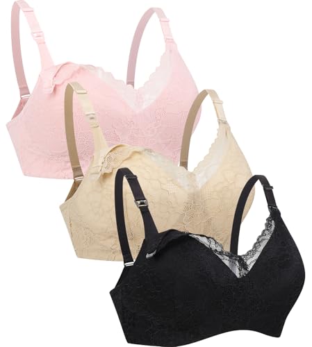 Suekaphin Lace Nursing Bra Wire-Free Fixed Cups for Maternity Breastfeeding Postpartum Women for Nursing Everyday Comfort