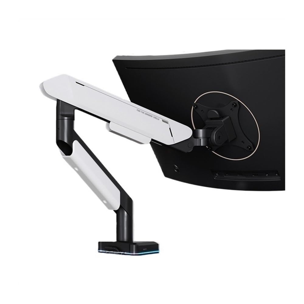 SaryEdge Height - Adjustable Monitor Stand Arm Single Monitor Mount Arm, Supports 17-42" Screens and 33 lbs, Adjustable Gas Spring Mount with 31 RGB Lighting M,White