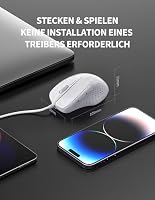 TECKNET Maus mit Kabel, 6400 DPI, Computermaus mit 6 Tasten, Weiß – Ansicht 6