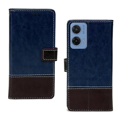 Image of amazon basics Moto G96 5G Flip Cover | Card Pockets Wallet & Stand | Flip Cover for Moto G96 5G (Blue Coffee)