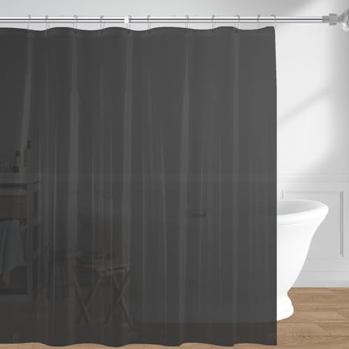 Image of downluxe Shower Curtain Liner, PEVA Plastic Shower Liner with 3 Magnets, 72 inch x 72 inch Waterproof Bathroom Curtain, Dark Grey, 1 Pack