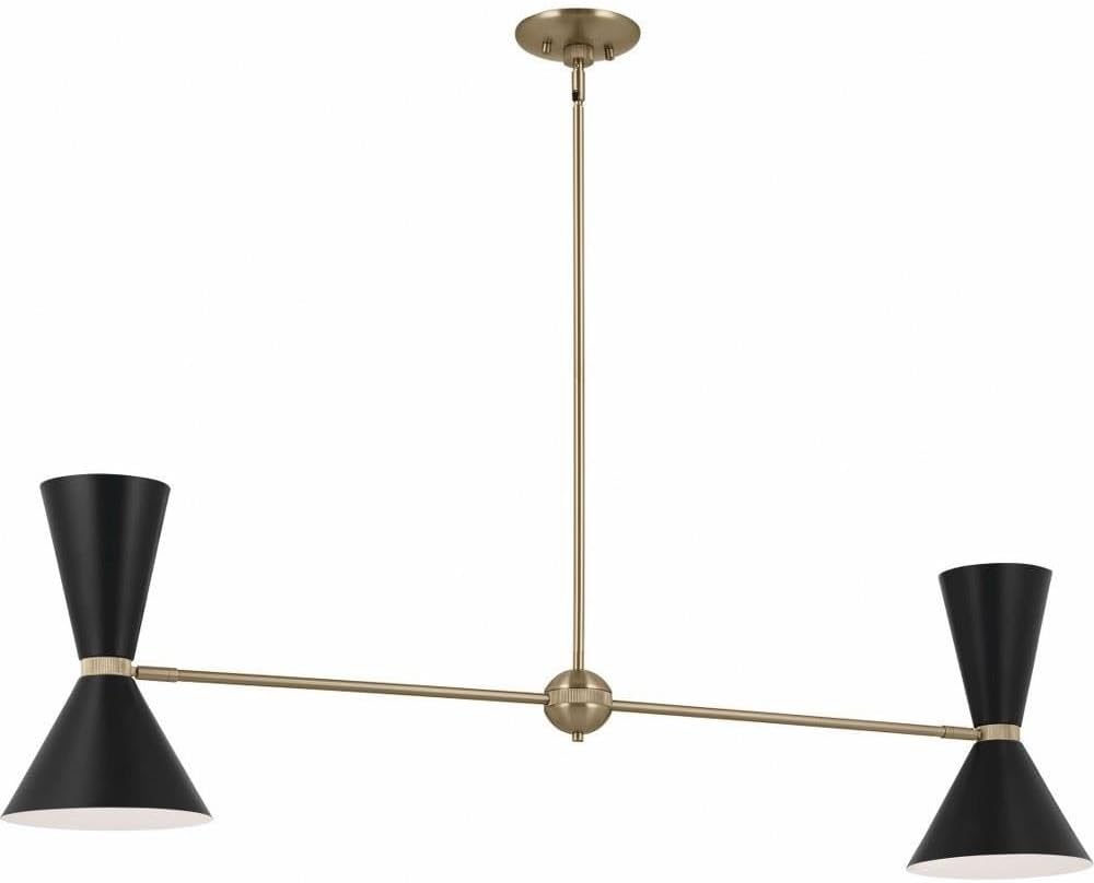 Kichler Phix 52569CPZBK Linear Chandelier 48 Inch 4 Light in Champagne Bronze with Black
