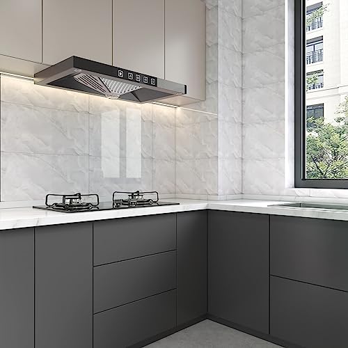 Haimin Wall Panels Peel and Stick 10 Pieces 23.6x11.8in (19.4 Sq.Ft. Coverage) Lightweight Backsplash Marble Look Tile (not Real Marble) Ideal for Kitchen Living Rooms Bedrooms (Light Gray-MNH) - Thumbnail 4