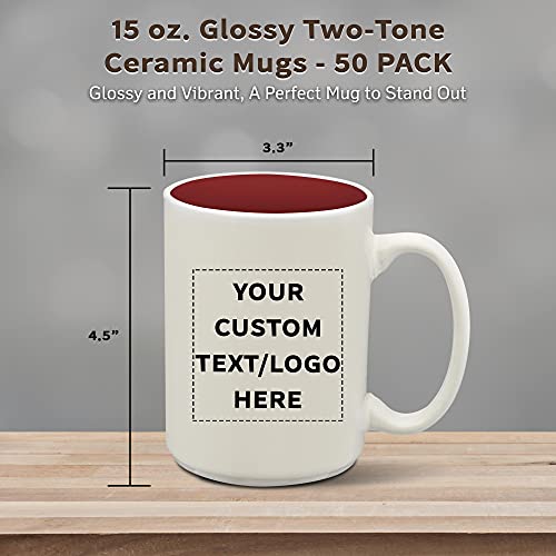 DISCOUNT-PROMOS-50-Glossy-Two-Tone-Ceramic-Mugs-Set-15-oz-Customizable-Text-Logo-Stoneware-Smooth-Durable-C-handle-Maroon