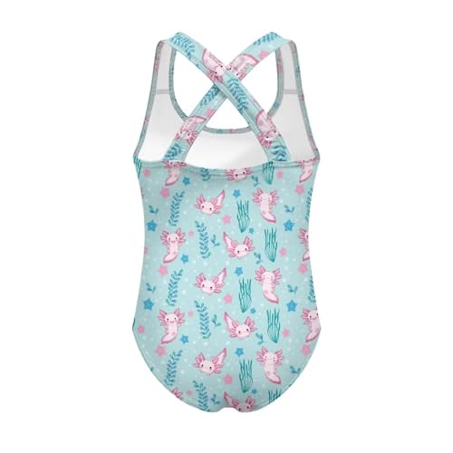 Image of Girls One Piece Swimsuits Summer Quick Dry Crewneck Beach Bathing Suit Cross Shoulder Strap Swimwear 5-14 Years
