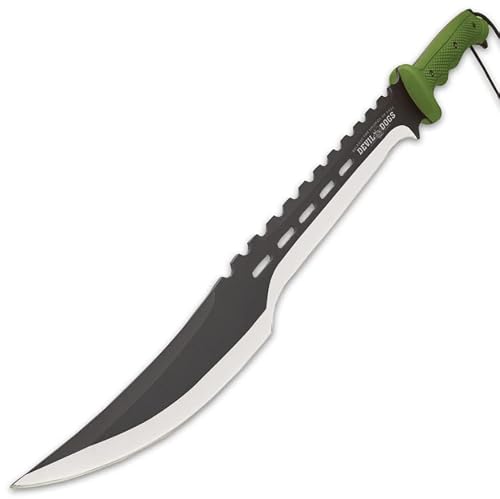 Devil Dogs Machete and Sheath - Stainless Steel Blade, TPU Handle Scales, Lanyard Cord - Length 25â€