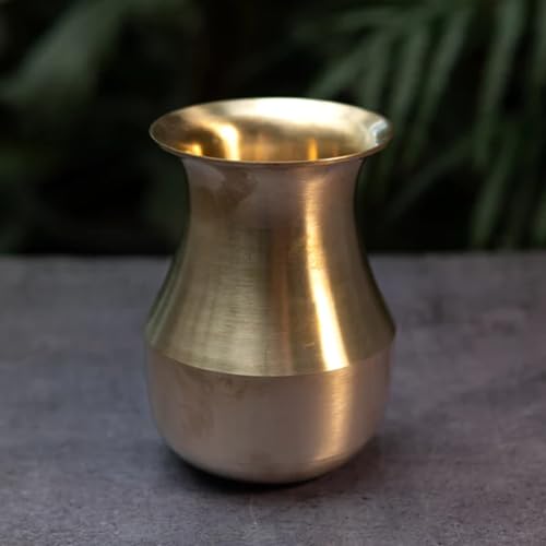 Image of Ambi Elegant Traditional Pure 100% Kansa Parsi Lota -Tumbler /Glass 450ml | Traditional Luxury Karwa Chauth Kalash Lota for Decor Mandir and Kitchen Use | Perfect for Gift | Aesthetic