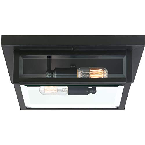Quoizel Wvr1612Ek Westover Modern Industrial Outdoor Flush Mount Ceiling Lighting, 2-Light, 120 Watts, Earth Black (4"H X 12"W) #TOP1