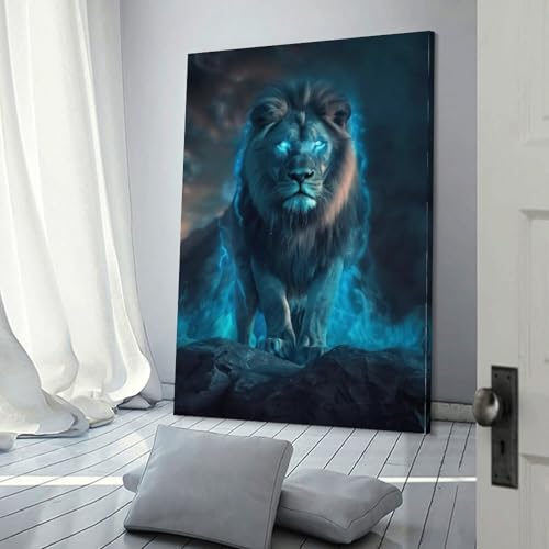 Décoration de salon lion artistique POLIUAWS affiche sans reflet