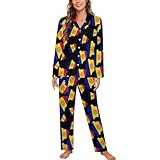 Conjunto de pijama de manga larga con mapa de la bandera de Andorra para mujer, ropa de dormir clásica, ropa de dormir suave, conjuntos de descanso