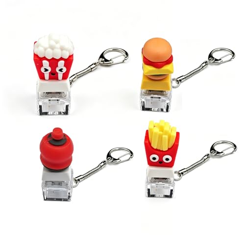 Image of Keyboard Fidget Toy, Four Key Mechanical Style Keychain with Snake Chain, Stress Relief Gadget for Office Workers and Students, Portable Anxiety Relief Tool for Commuting and Gaming