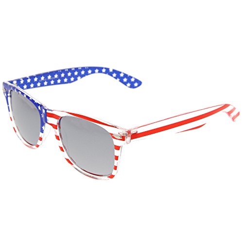 zeroUV American Flag USA Patriotic Flash Mirror Lens Horn Rimmed Sunglasses3