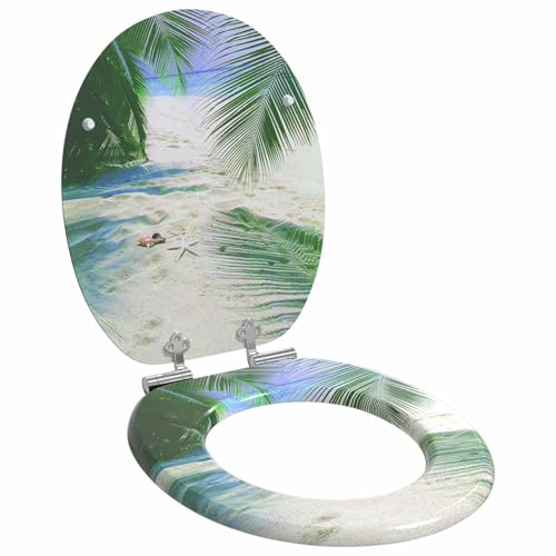 vidaXL Asiento de WC Verde 44 x 38 cm Tablero de MDF, Baño Moderno, Instalación de Asiento de Inodoro con Cierre Suave, Accesorio Elegante para Estilo Interior, Mejora Funcional, Montaje Fácil