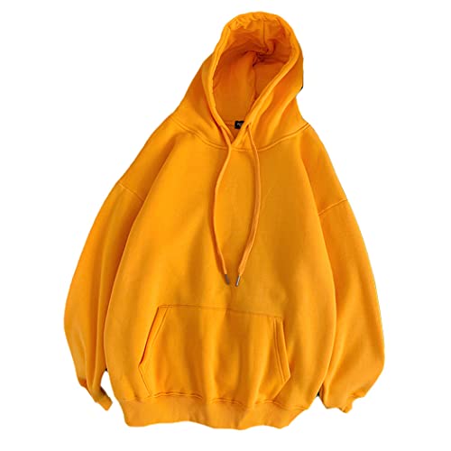 Pull à capuche uni homme jaune de coupe soignée en taille L