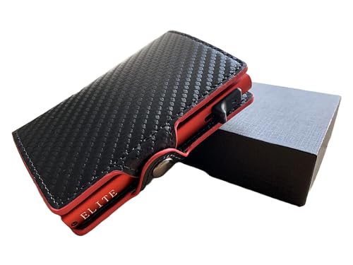 Minimalist Wallet with Pop Up Credit Card Holder and Money Clip, RFID Blocking, Slim, Stylish, Large Capacity with Gift Box (Red)2