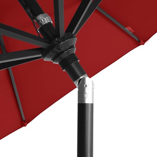California Umbrella 12-Year-Non-Fading, 9Ft Premium Sunbrella Patio Umbrella, Hand-Crank, Button-Tilt, Black Frame, Jockey Red Fabric by California Umbrella - Used condition - Image 4