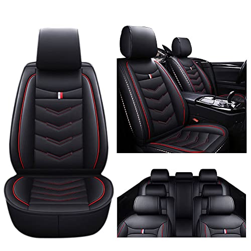 Axflong Car Seat Cover 7 Seats for Chevrolet Traverse 2009-2023, Durable Wear Resistant Waterproof Vehicle Cushion Cover, Breathable No Odor Premium Leather Vehicle Seat Covers.(Standard,Black Red)