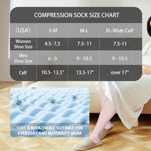 Image of LEVSOX Cotton Compression Socks for Women&Men 20-30mmHg Knee High Cute Support Sock for Nurses Pregnancy Travel