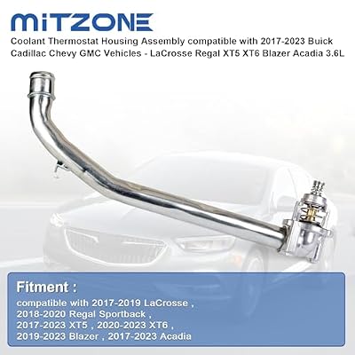 MITZONE Coolant Thermostat Housing Assembly compatible with 2017-2023 Buick Cadillac Chevy GMC Vehicles - LaCrosse Regal XT5 XT6 Blazer Acadia 3.6L Replace