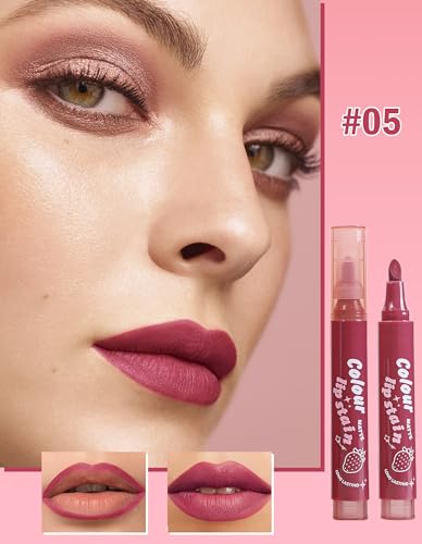 Jutqut Matte Lip Stain Marker, Langanhaltender Lippenkonturenstift, Wasserfest Tattoo Lipliner, No-Transfer & Natürlicher Lip Tint Marker, Permanent Lipliner Pencil, Hochpigmentierter Liggloss #05 – Bild 3