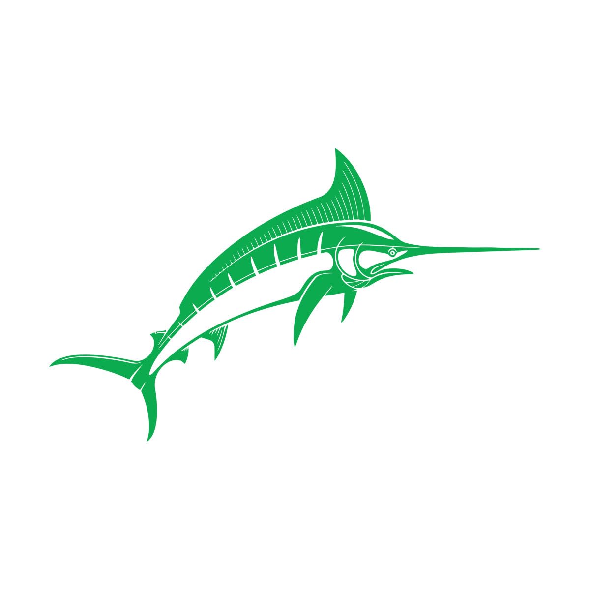 Lettering Decals Swordfish Sea Fish Fishing Store 72x120.5cm Easy Installation Extra Large Green — image 1