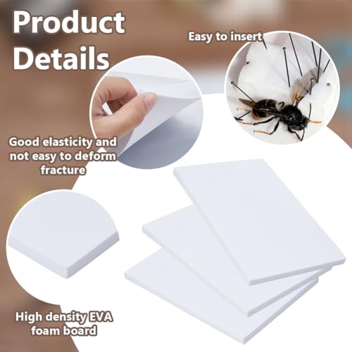 Image of WEBEEDY 5 Pcs White Insect Pinning Board 20.5x14cm /8.1x5.5'' Butterfly Specimen Display Panel EVA Foam Boards Insect Collection Display Supplies for Science Entomology Projects Display