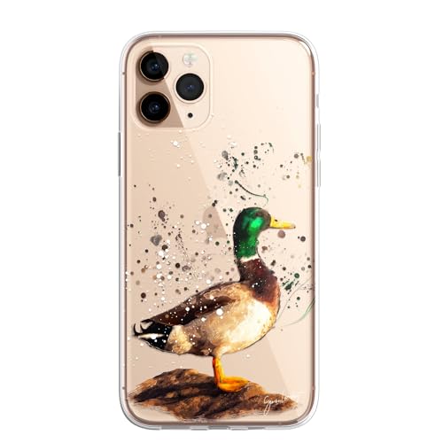 SmartGiftShop British Birds Case Splatter Art CLEAR Phone Cover Case Exclusive Artwork for iPhone 14 - Mallard Duck