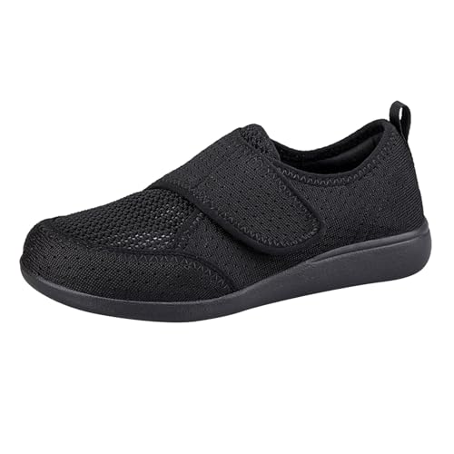 Zapatos de malla para caminar para mujer, con , informales, transpirables, ligeros, para uso diario, correa ancha, calzado cómodo para mujer, Black, 37 EU